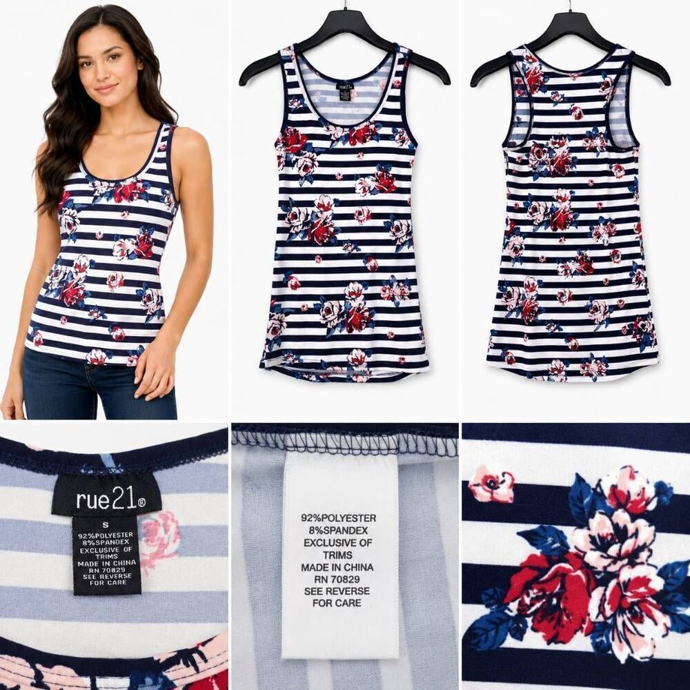 Rue21 Striped Floral Tank Top Womens S